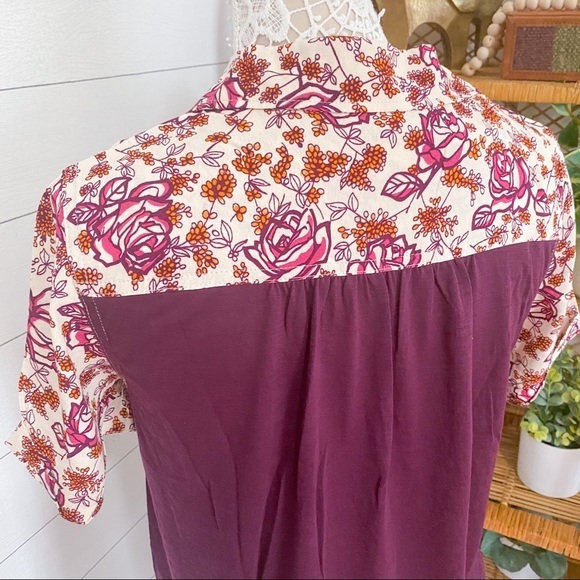 NWT Porridge Bergen Buttondown Top Anthropologie Wine Floral - Picture 10 of 12